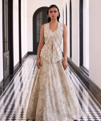 CHECKS AND PAISLET LEHENGA WITH WAISCOAT 1