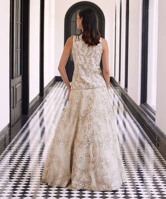 CHECKS AND PAISLET LEHENGA WITH WAISCOAT 4