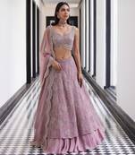 VARIED PETALS LAYERED LEHENGA WITH BLOUSE AND DUPTTA