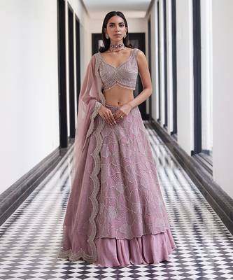 VARIED PETALS LAYERED LEHENGA WITH BLOUSE AND DUPTTA 3