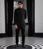 De construsted jacket paisley emb jacket with kurta and pants