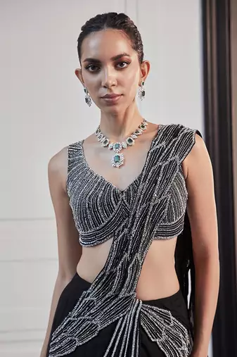 Pre drapped saree