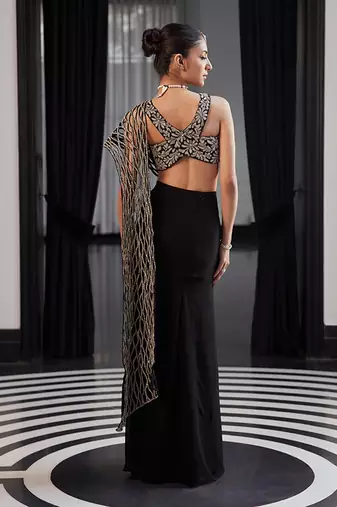 Pre drapped saree