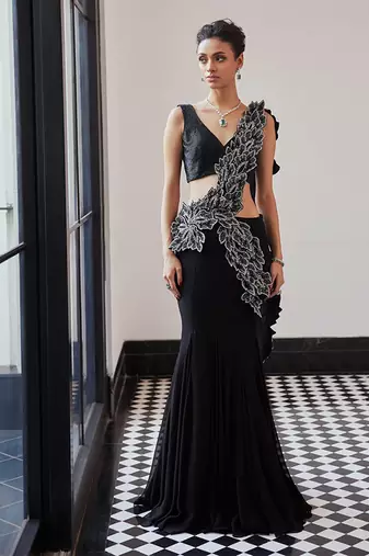 Pre drapped saree