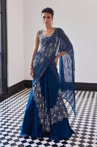 Pre drapped saree