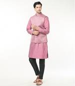 Mauve pink embroidered kurta-jacket set