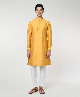 Mustard embroidered kurta-jacket set 2