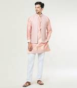 Peach embroidered kurta-jacket set