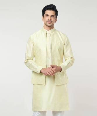 Parrot green pintuck kurta-jacket set 2