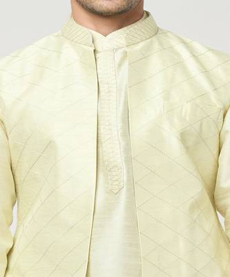 Parrot green pintuck kurta-jacket set 3