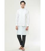 Off white embroidered kurta-jacket set