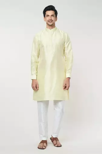 Parrot green pintuck kurta-jacket set