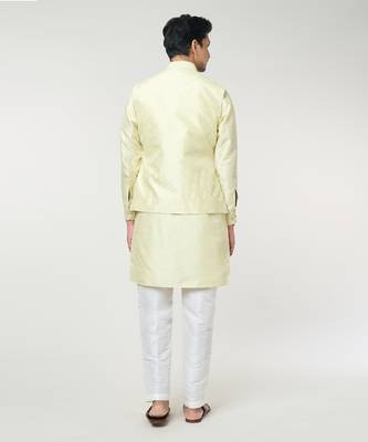 Parrot green pintuck kurta-jacket set 5