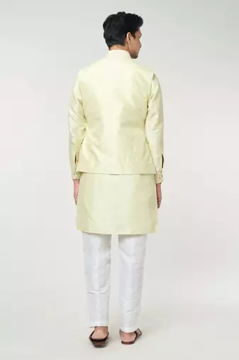 Parrot green pintuck kurta-jacket set