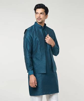Rama green pintuck kurta-jacket set 2
