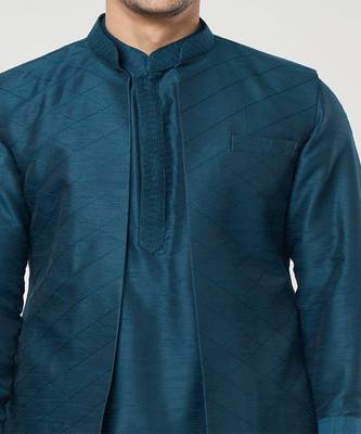 Rama green pintuck kurta-jacket set 3