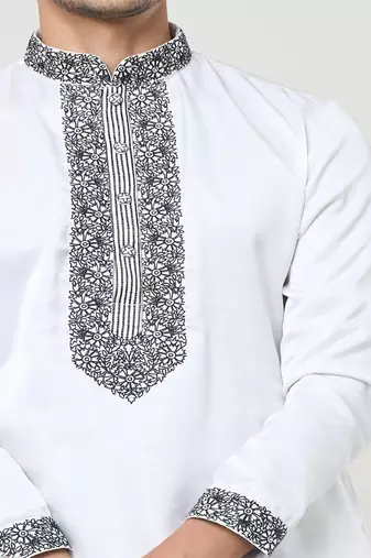 White embroidred kurta set