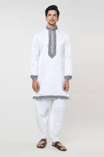 White embroidred kurta set