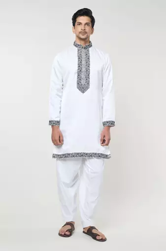 White embroidred kurta set
