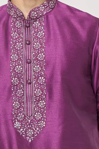 Violet embroidred kurta set