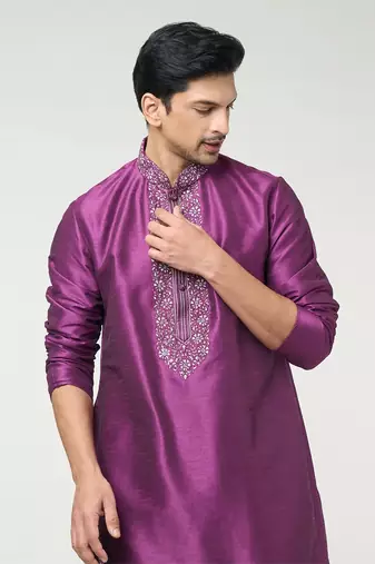 Violet embroidred kurta set