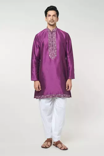 Violet embroidred kurta set