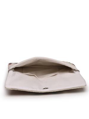 kooky ivory & multi fret embellished cotton canvas sling bag 7