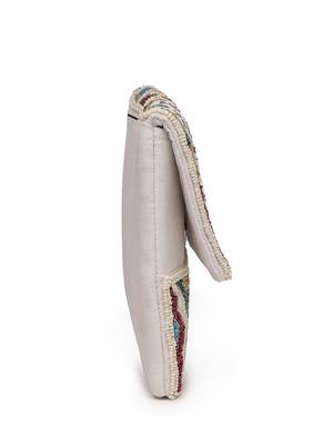 kooky ivory & multi fret embellished cotton canvas sling bag 9