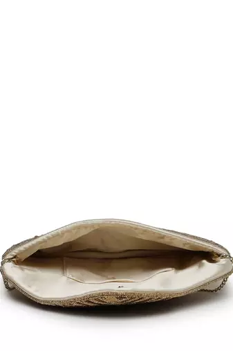 kooky gold chevron sequinned embellished satin sling bag