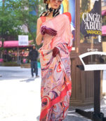 Vsaree Peach Silk Crepe Digital Printed Saree With Blouse For Women