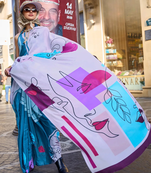 Vsaree Blue Silk Crepe Digital Printed Saree With Blouse For Women