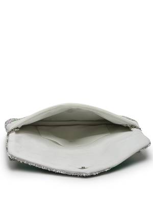 lush silver & green botanical embroidered cotton canvas sling bag 7