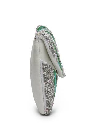 lush silver & green botanical embroidered cotton canvas sling bag 9