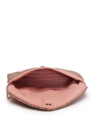 Kooky dusty pink, pale gold & copper lane's net sequinned cotton canvas sling bag 6