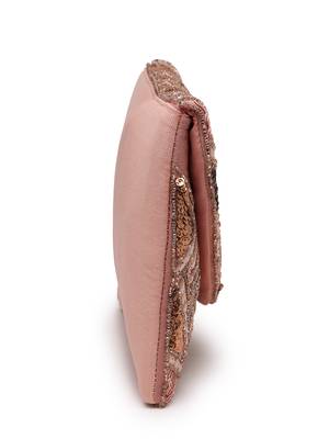 Kooky dusty pink, pale gold & copper lane's net sequinned cotton canvas sling bag 8