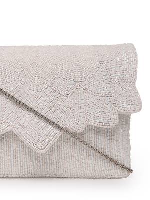 Kooky white spectrum bead work cotton canvas sling bag 7
