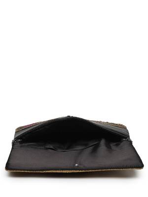kooky copper, plum & silver abstract embellished satin sling bag 6