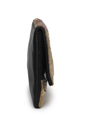 kooky copper, plum & silver abstract embellished satin sling bag 7