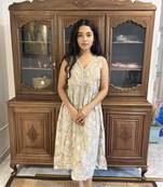 Brown cotton block printed dress