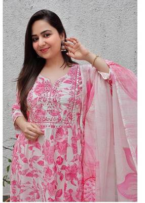 Rayon embroidery anrakali kurti with pant and dupatta 2