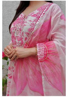 Rayon embroidery anrakali kurti with pant and dupatta 3