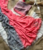 Pink soft georgette saree with fully handwork arco saree with unstitched blouse