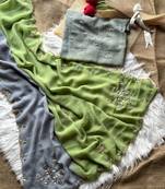Green soft georgette saree with fully handwork arco saree with unstitched blouse