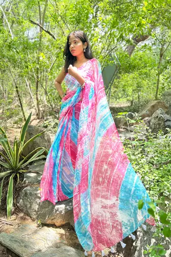 Grace and tradition meet in the exquisite Kota Doria Rainbow color Saree.