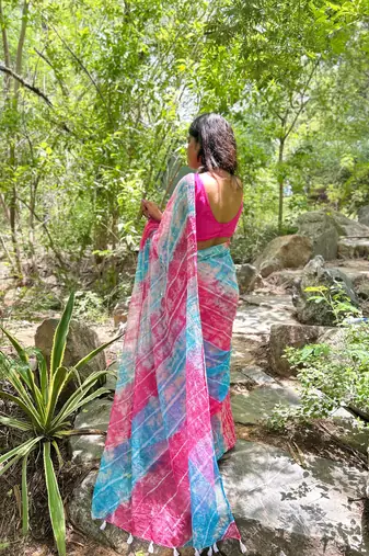 Grace and tradition meet in the exquisite Kota Doria Rainbow color Saree.