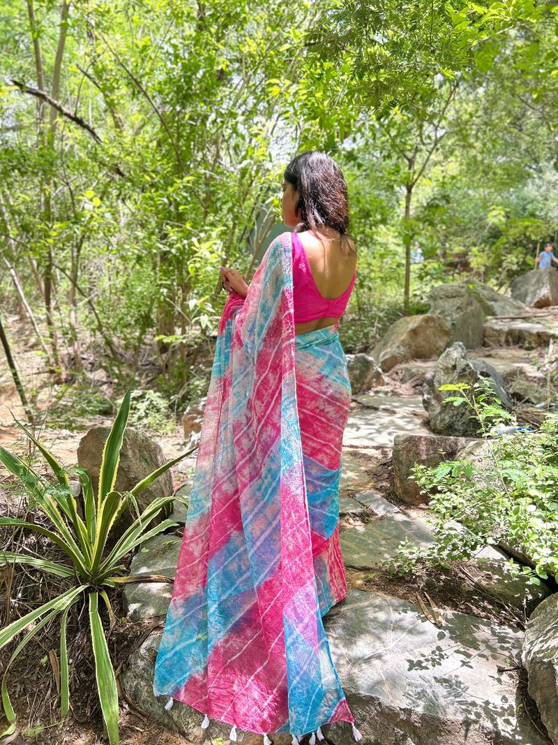 Grace and tradition meet in the exquisite Kota Doria Rainbow color Saree.
