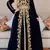 Navy Blue Velvet Kaftan with Golden Aari Embroidery