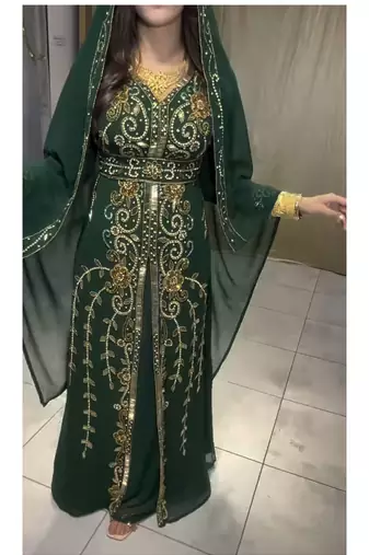 SALE Bedded Crystal Work Moroccan Dubai Kaftan Wedding Bridesmaid Dress 341