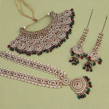 Maroon & green color kundan dulhan set 3