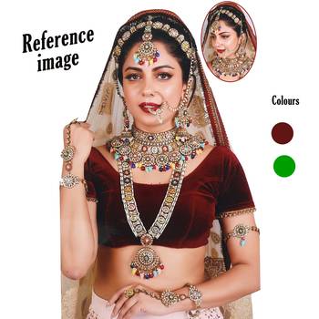 Maroon & green color kundan dulhan set 4